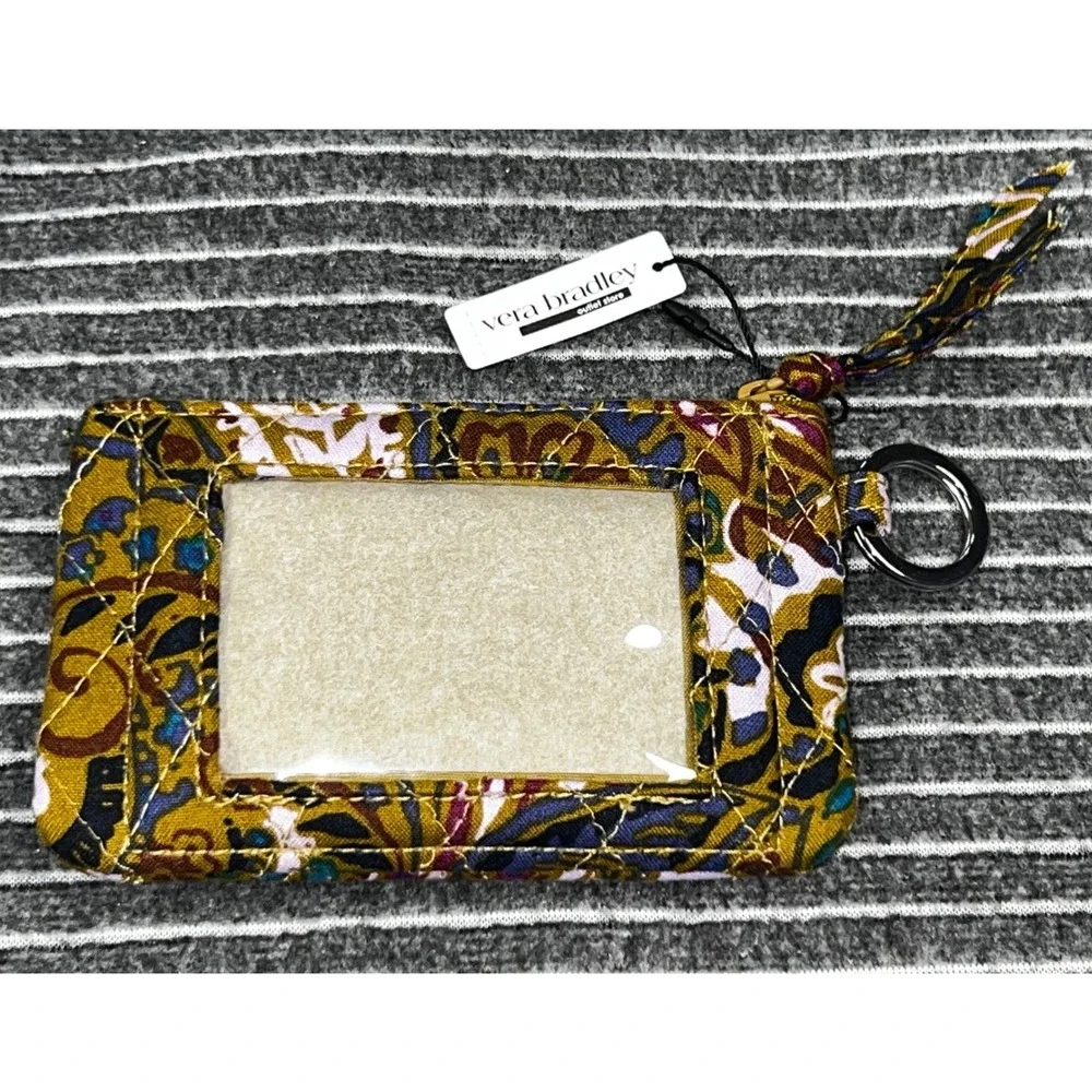 Vera Bradley Zip ID Case Quilted Cotton Wallet Keychain